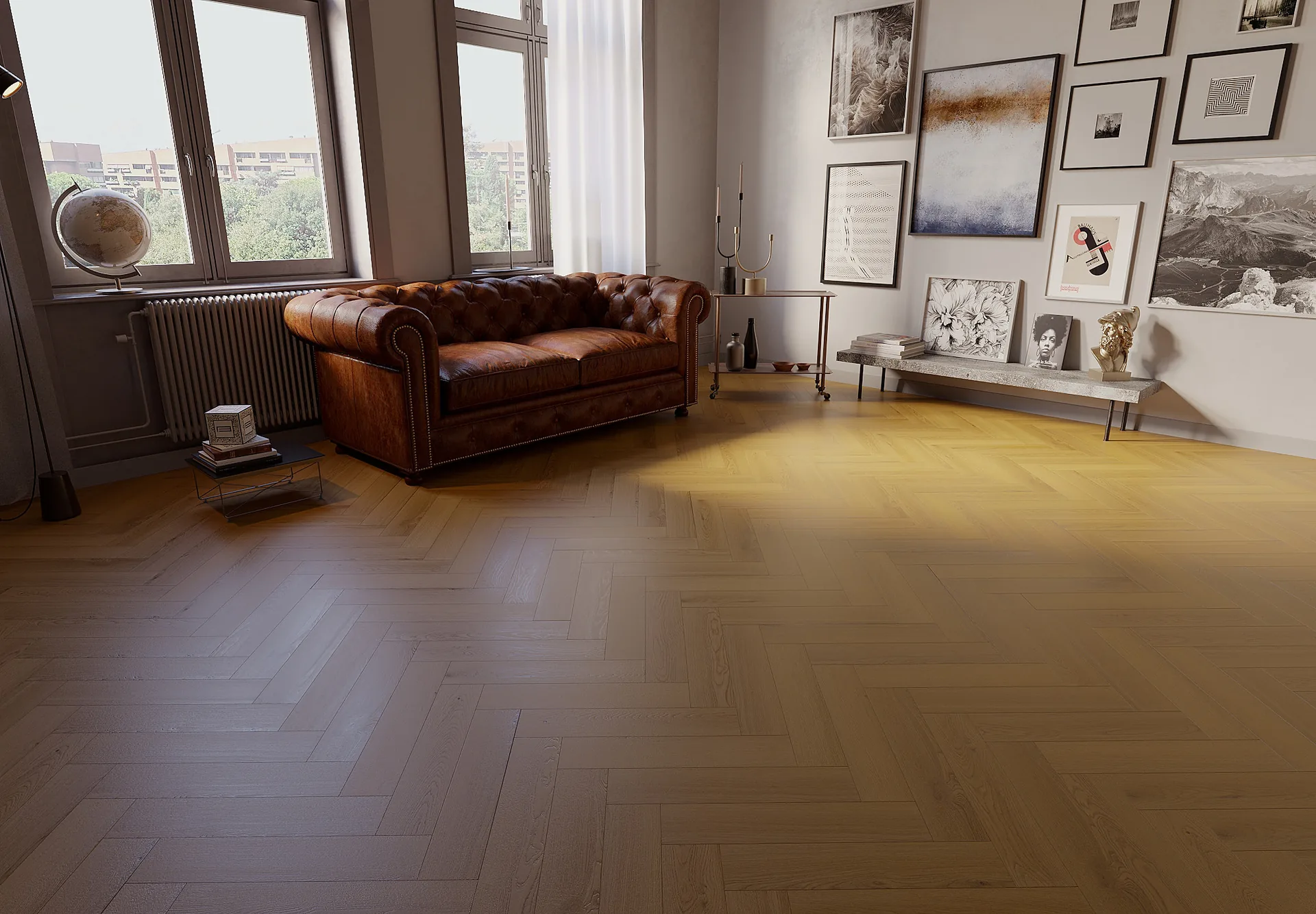 Light oak flooring interior