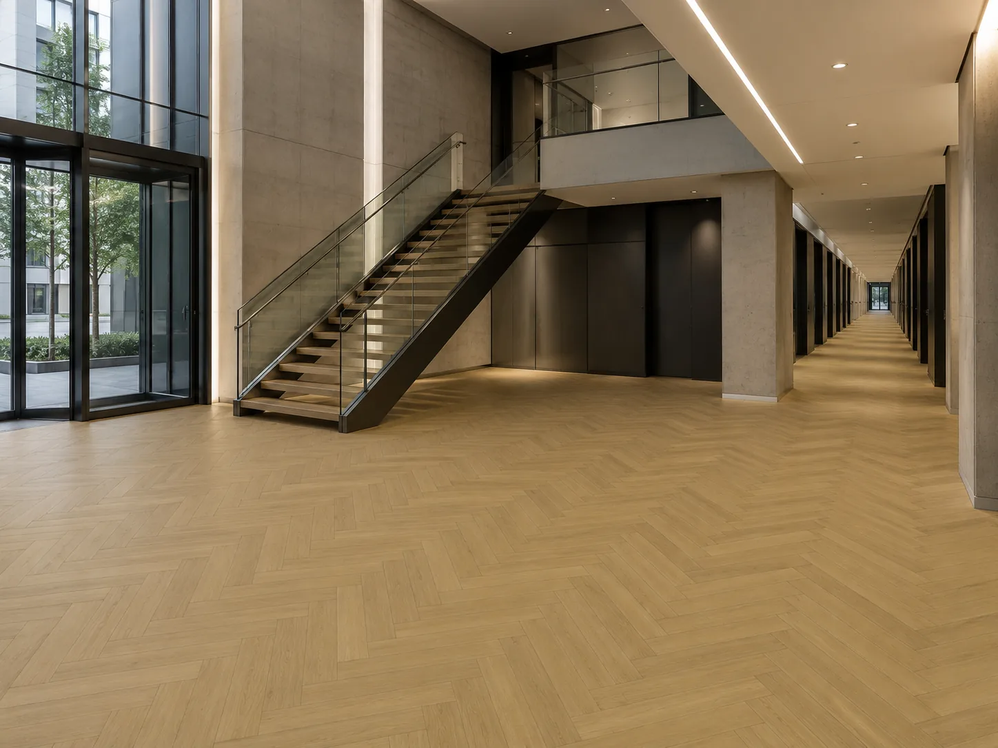 Office corridor flooring interior